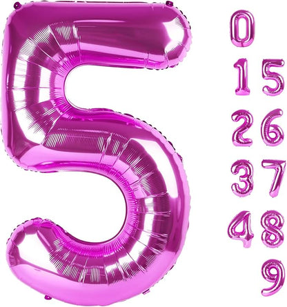 5 Balloon Number 40 Inch Rose Purple Balloons by Mluchee