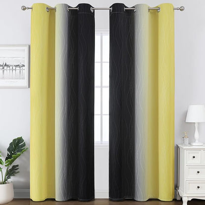 Black and Yellow Ombre Blackout Curtains - Image 2