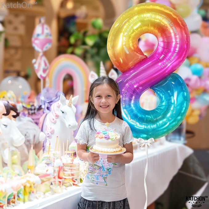 KatchOn Giant Rainbow Number 8 Balloon - Image 4