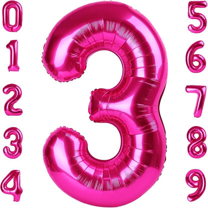 3 Balloon Number 40 Inch Hot Pink Balloons by Mluchee