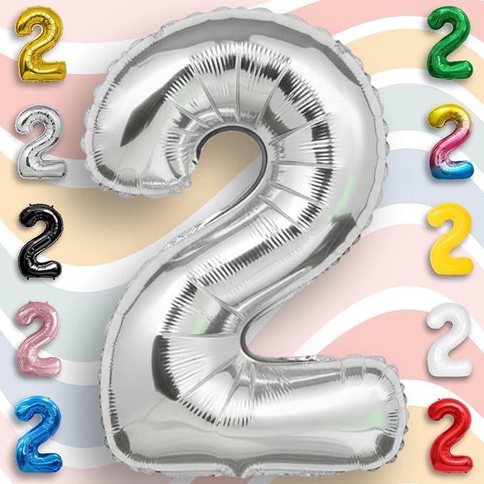 Silver Number Balloon 2 Mylar Foil Balloons 40 inch - Image 6