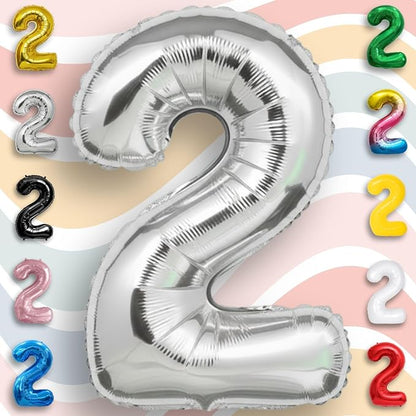 Silver Number Balloon 2 Mylar Foil Balloons 40 inch - Image 6