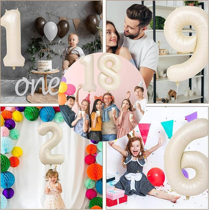 40 inch Cream White Number Balloon Giant Foil Helium Balloons Beige Number 1 - Image 4