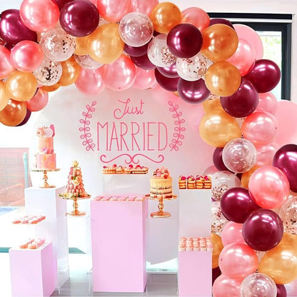 Rose Gold Balloons Burgundy Balloons Kit, 12 Inch - Image 2