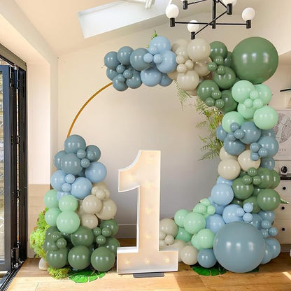 130Pcs Sage Green Dusty Blue Balloon Garland Arch Kit, - Image 7