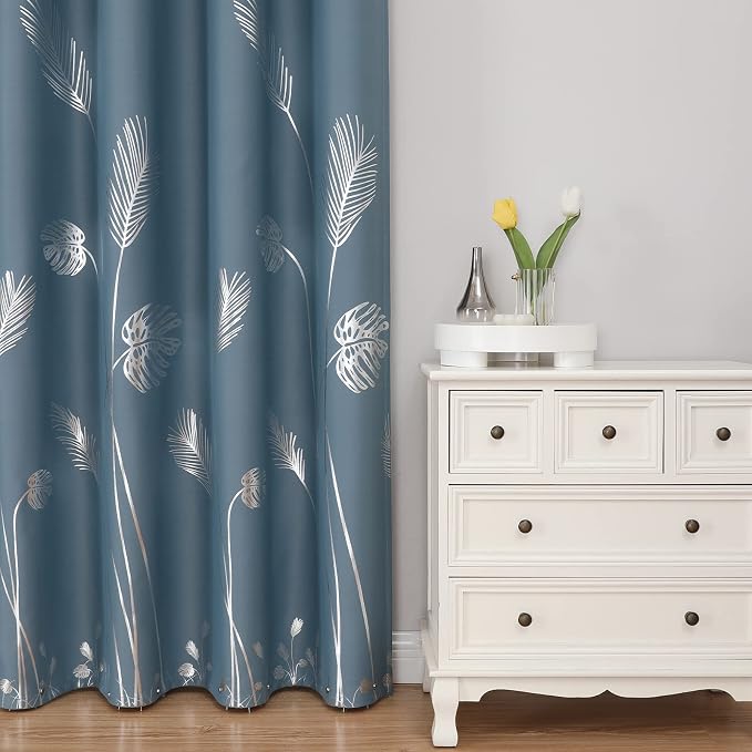 Stone Blue Blackout Curtains & Drapes 90 Inch Length 2 Panels Set - Image 2