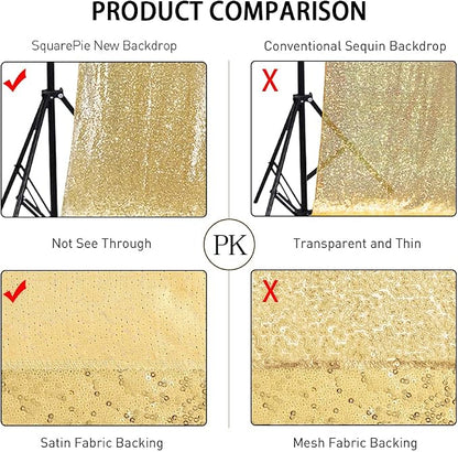 SquarePie 4x8ft Gold Sequin Backdrop, High Density Non-Transparent Glitter - Image 5