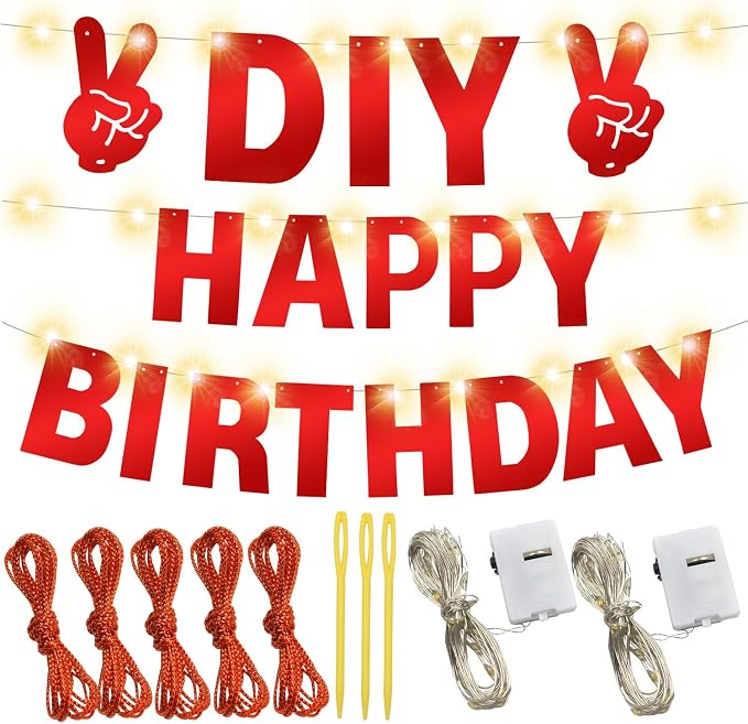 175Pcs DIY Glitter Customizable Banner Kit Custom Banner Happy Birthday DIY - Image 3