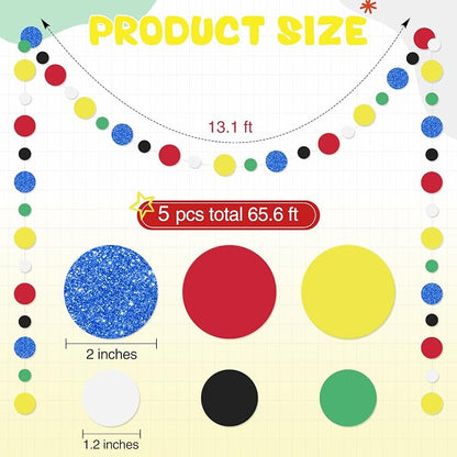 Outus 5 Pieces Colorful Circle Garland Banner Hanging Paper Dot Decorations - Image 2