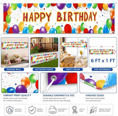 Letjolt Happy Birthday Banner Balloon Sign Huge Party Supplies 6 Feet | - Image 6