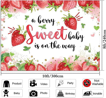 Strawberry Baby Shower Photo Banner Girl Baby Shower Newborn Party Decorations - Image 6