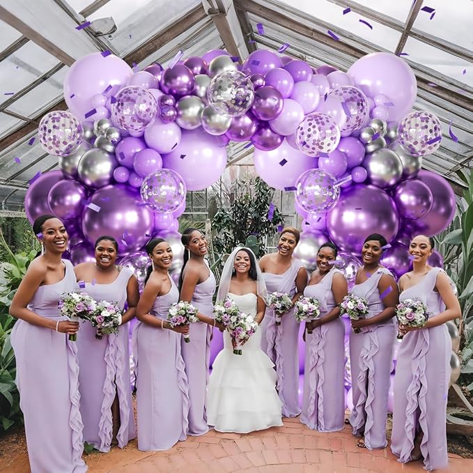 MEBAY Purple and Silver Balloon Garland Arch Kit - Image 3