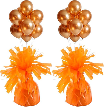 2 Pcs Balloon Weights Orange Metallic Anchor Balloon Holder by Unknown