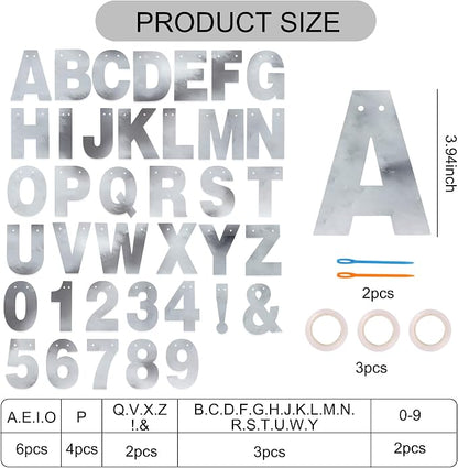 BEISHIDA Double-sided Silver 116Pc A-Z DIY Letter Custom Banner Party Decor | - Image 3