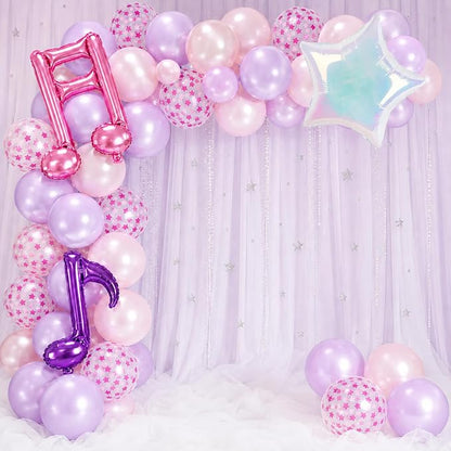 Pink Purple Music Note Iridescent Star Balloons - Image 3