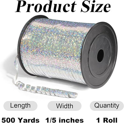 500 Yards Laser Silver Curling Ribbon, 1/5 Inch Wide Shining Metallic Ribbons - Image 2