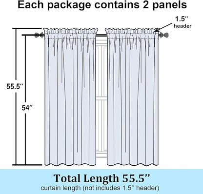 Simplebrand Chocolate Semi Sheer Curtains 54 Inch Length 2 Panels, Geometric - Image 7