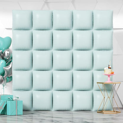 NISOCY 25PCS Pastel Green Square Foil Balloons Wall Backdrop | Double Sided by NISOCY