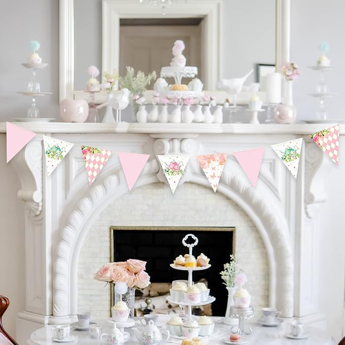 Spring Tea Party Decorations Pink and Gold Floral Flower Butterfly Teapot - Image 6