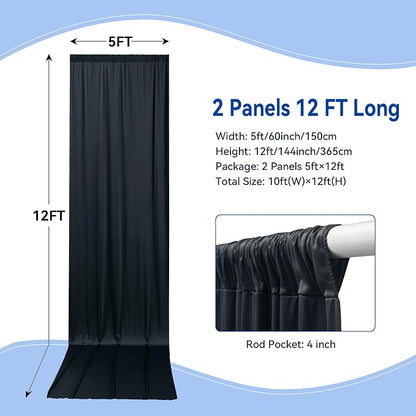 10ftx12ft Wrinkle Free Black Backdrop Curtain - Image 4