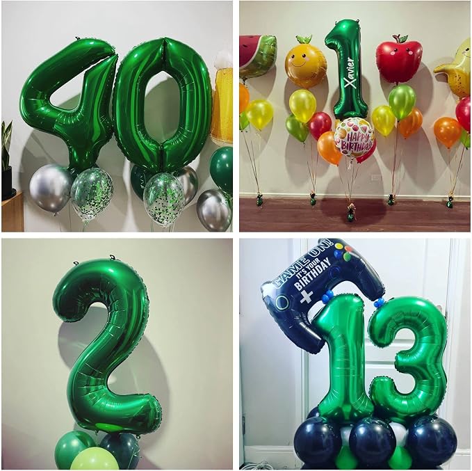 Number 10 Dark Green Balloons 40 Inch Giant Green 10 Numer Foil Helium Balloons - Image 4