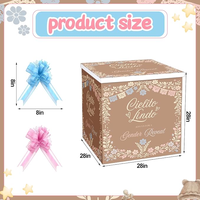 AmazingSpark 28in Giant Gender Reveal Gift Box - Image 2