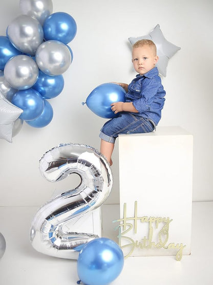 0 Balloon - Silver Birthday Number Balloons, 40 Inch Decorations Men Women | - Image 3