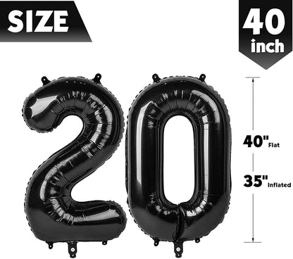 40 Inch Black Number 20 Balloon Birthday Party Decorations - Image 5