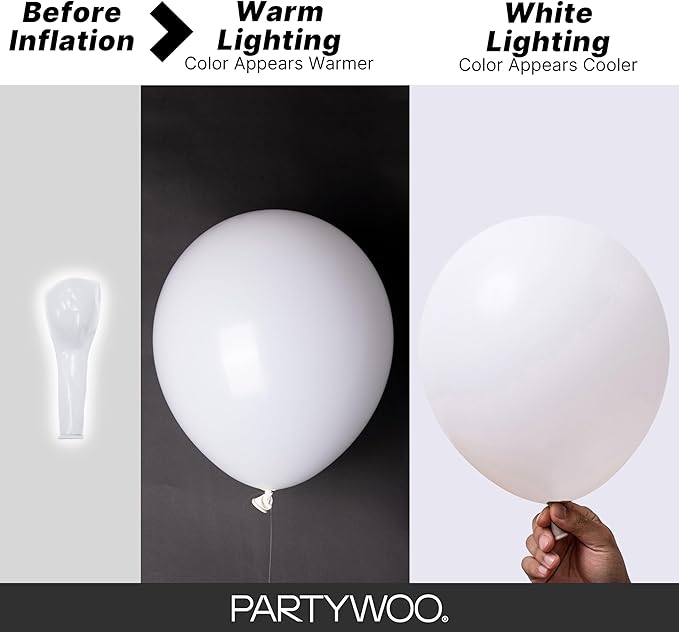PartyWoo White Balloons 85pcs Matte White Latex Balloons Different Sizes | 18 - Image 3
