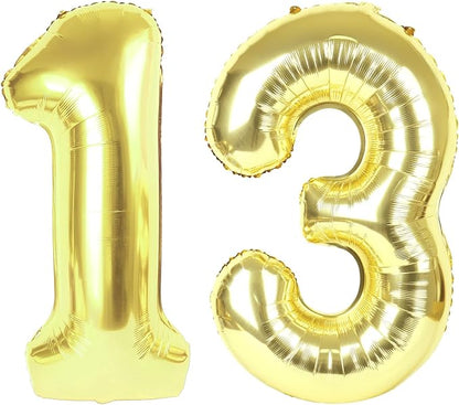 13 Balloon - Champagne Gold Birthday Number Balloons, 40 Inch Decorations | by ALPHADELTAPI