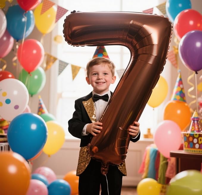 Number Balloons 7 Balloon Brown - Image 3