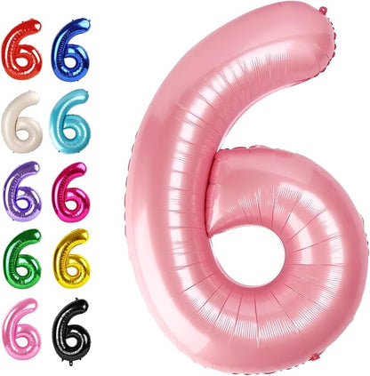 Pearl Pink Number 6 Balloon 40 inch, 6th Birthday Party Balloons Decorations | by Upgesy
