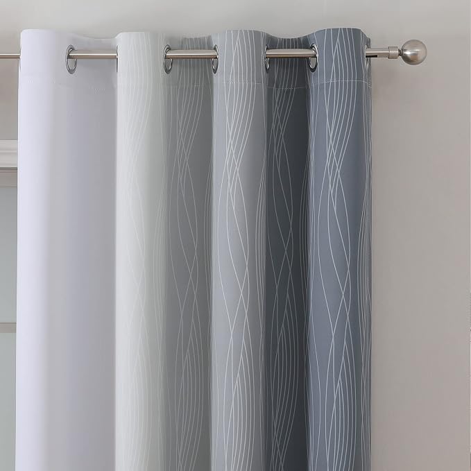 Grey and Greyish White Blackout Curtains & Drapes - Image 4