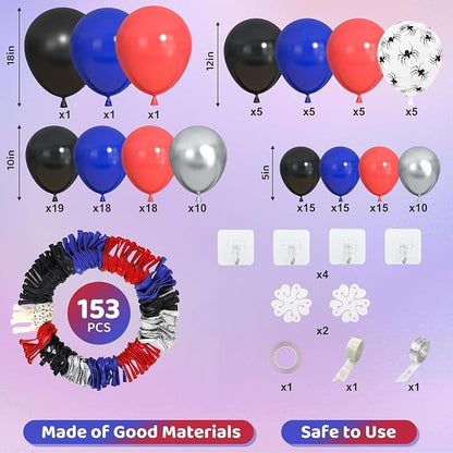 Amandir 153pcs Black Red Blue Balloon Arch Garland Kit Different Sizes | 18 12 - Image 3