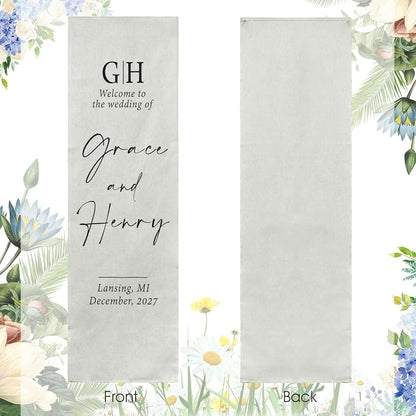 Personalized Fabric Wedding Welcome Sign, Cotton Linen Banner - Image 4