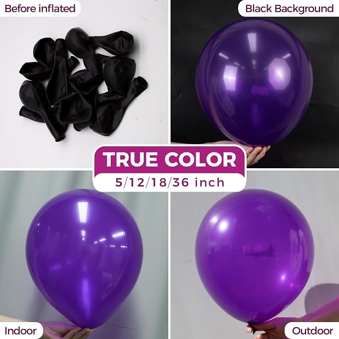 Bezente Dark Purple Latex Round Helium Party Balloons 100 Pack 12 inch | Purple - Image 2