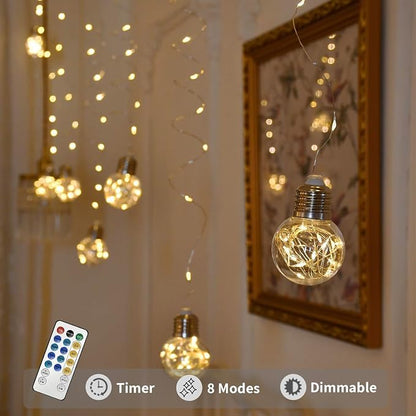 YOLIGHT Wishing Ball Curtain Lights 200 LED Window Curtain String Lights - Image 3