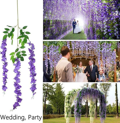 36pcs Artificial Wisteria Flowers 3.6 Feet/Piece Purple Dense Artificial Fake - Image 4