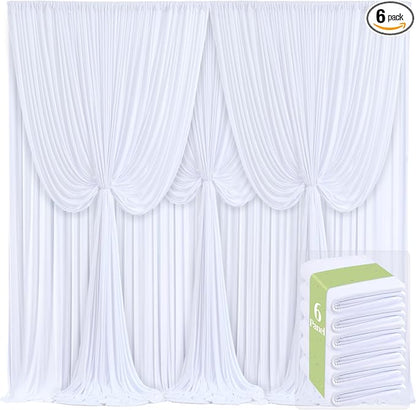6 Panels White Backdrop Curtains by Tao-GePartyDecorations