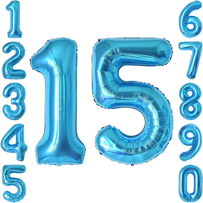 Light Blue Number 15 Balloon 40 Inch, Foil Numeral by Unknown