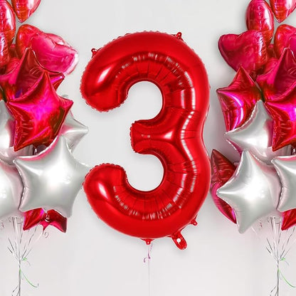 Red Number 30 Balloons, 40 Inch Big Large Foil Number Balloons, Jumbo Giant - Image 3