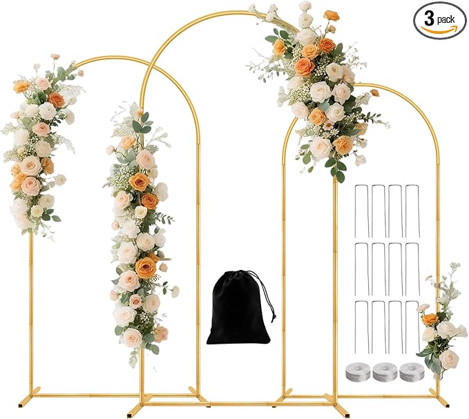 3 Pack Metal Arch Backdrop Stand Balloon Arbor Frame | Arch Stands by Nisoger