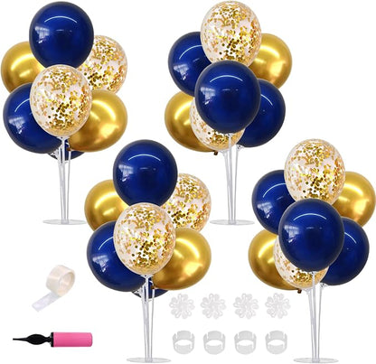 TONIFUL 4 Set Navy Blue Gold Balloons Stand Balloon Centerpieces by TONIFUL