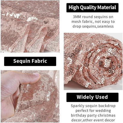 Hahuho Rose Gold Sequin Backdrop Curtain, Party Decoration（4 Panels, 2FT x 8FT - Image 4