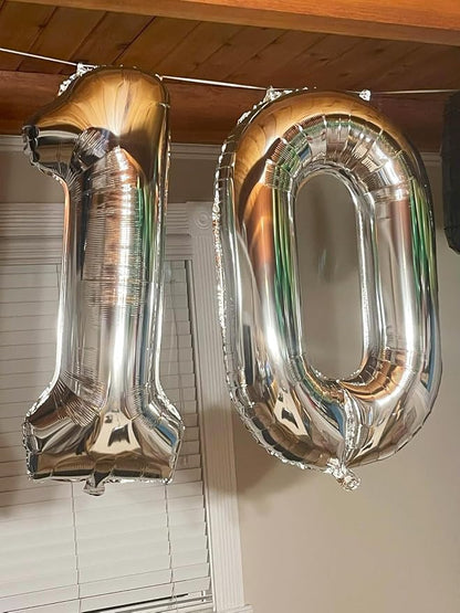 Large Number Balloons 40 Inch Silver 8 Balloon - Image 3