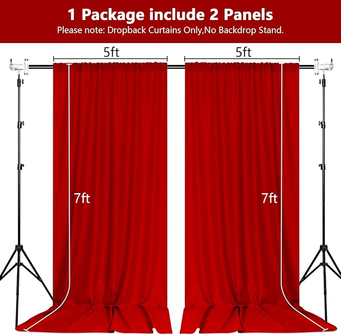 Red Backdrop Curtains for Party Valentine's Day Arch Stage Wedding Ceremony Red - Image 2