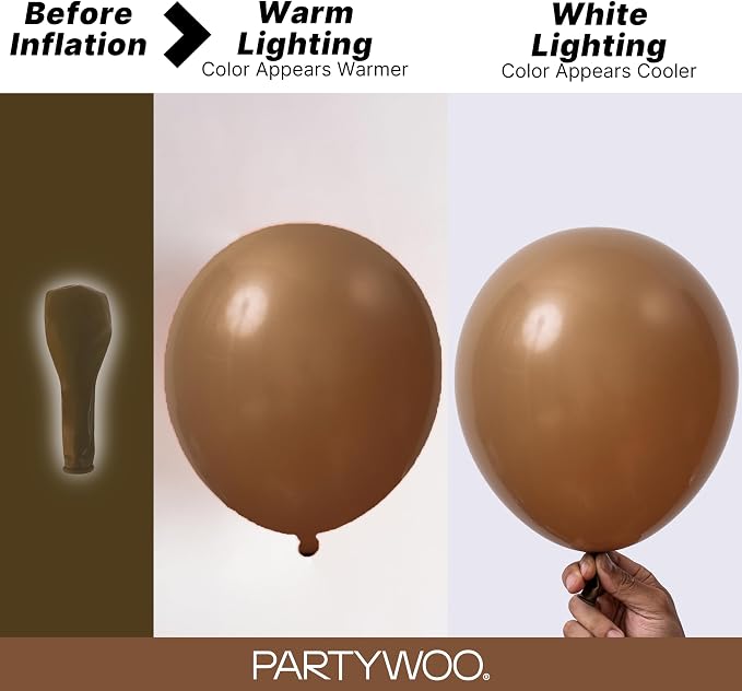 PartyWoo Brown Balloons 140pcs Neutral Boho Color 18 12 10 5 Inch | 18 12 10 5 - Image 3