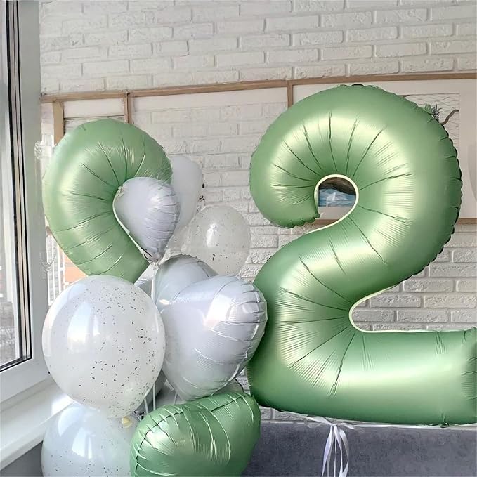 Sage Green Birthday Balloon Numbers 60, 40 Inch Big Foil Mylar Number 6 and 0 - Image 3