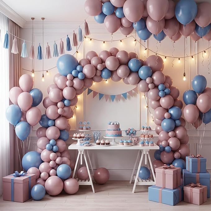 RUBFAC 135pcs Dusty Pink Balloons, Latex Boho Blush Pink Balloon Different - Image 5