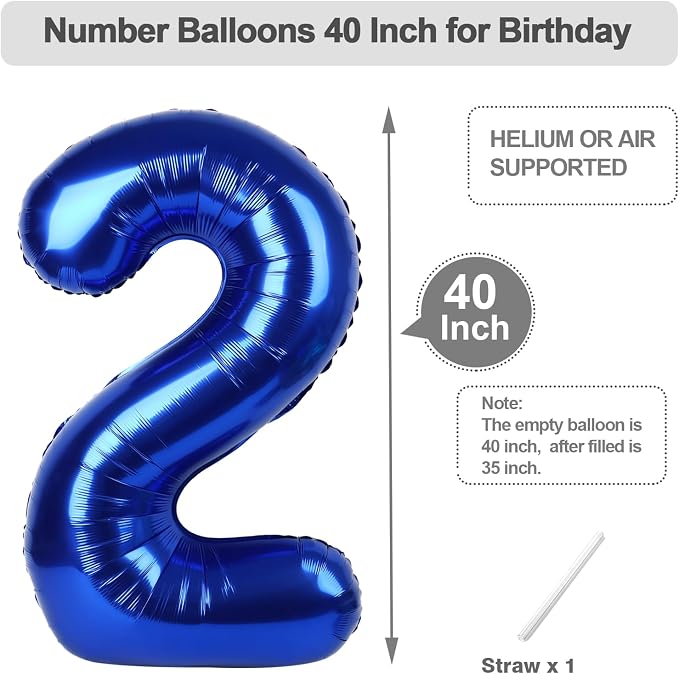 Numbers 1 Balloon 40Inch Navy Blue Balloons - Image 5